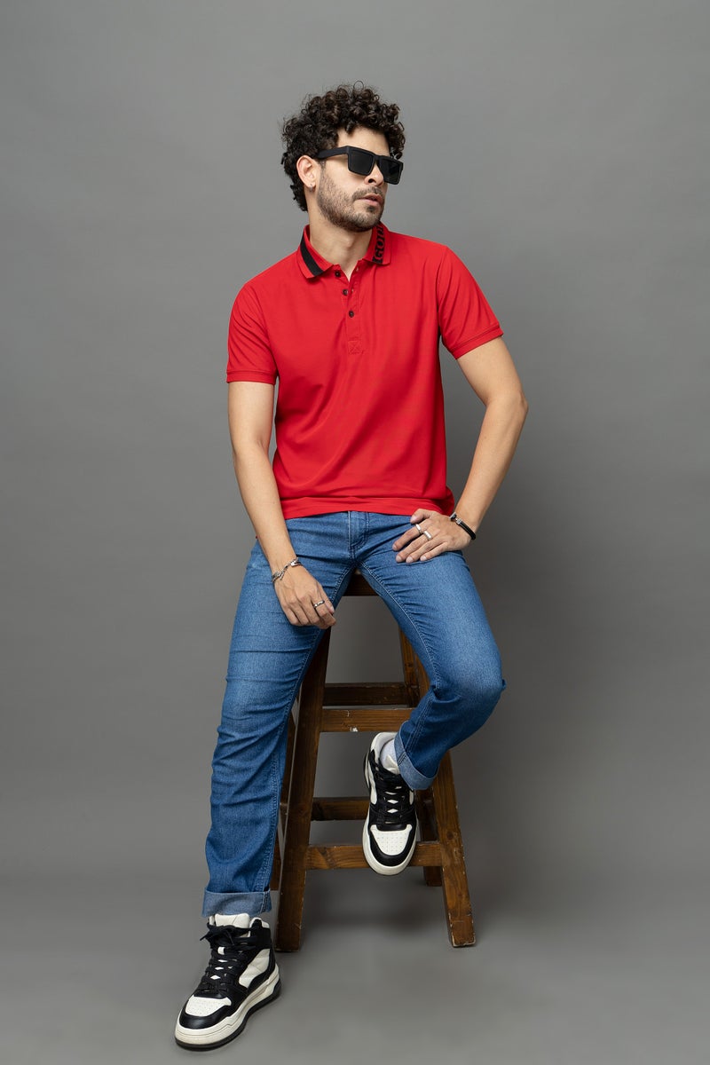 Go Devil Red Polo T-Shirt for Men - Image 4